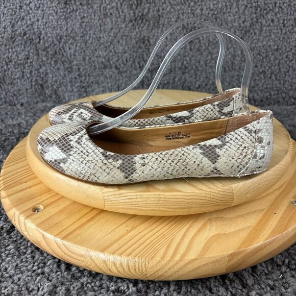 Born Adour Ballet Flats Womens 7 Leather Snakeskin Print Casual Comfort Shoes - Picture 2 of 11